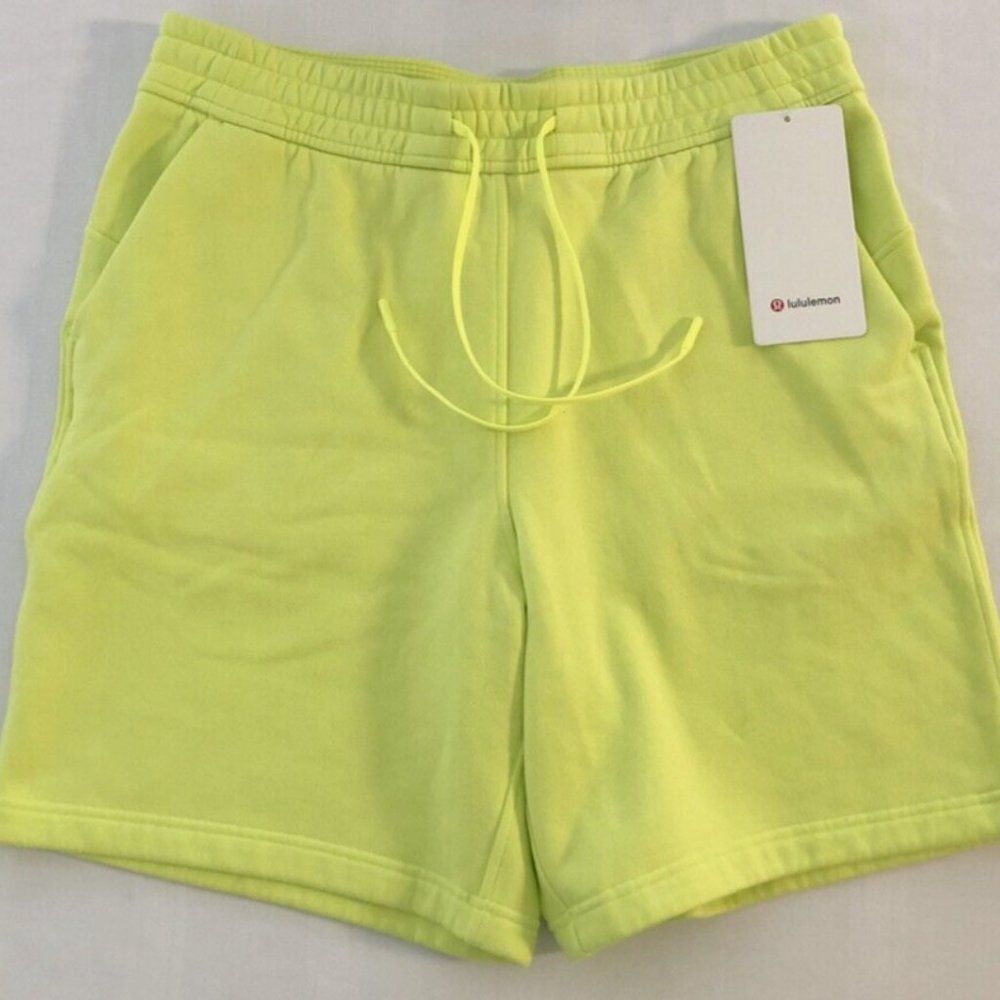 LULULEMON Loungeful High-Rise Short 4" ELECTRIC LEMON YELLOW SIZE 4 Fleece NWT - Picture 6 of 6